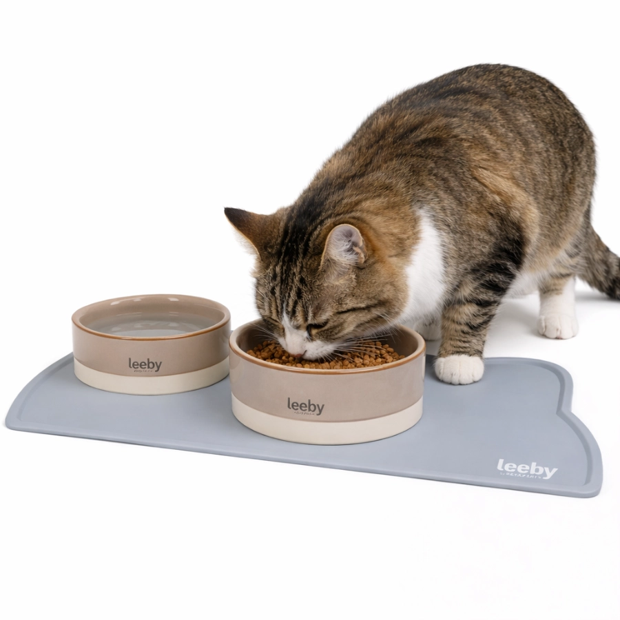 Tapete Leeby Con Forma De Gato Para Comederos, , large image number null