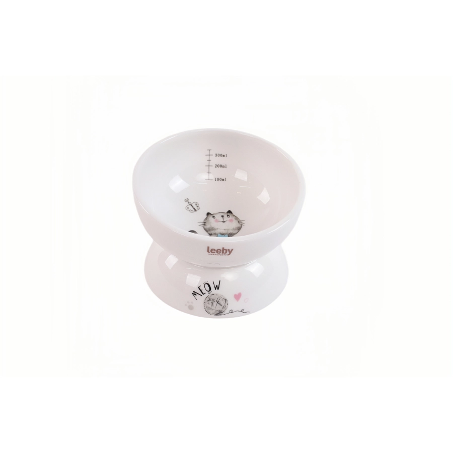 Taz&oacute;n Elevado Cer&aacute;mico Para Gato Leeby 300 Ml, , large image number null