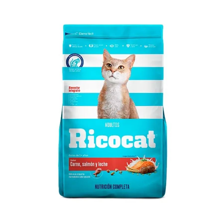 Ricocat Adultos Carne, Salmón Y Leche Alimento Seco Gato