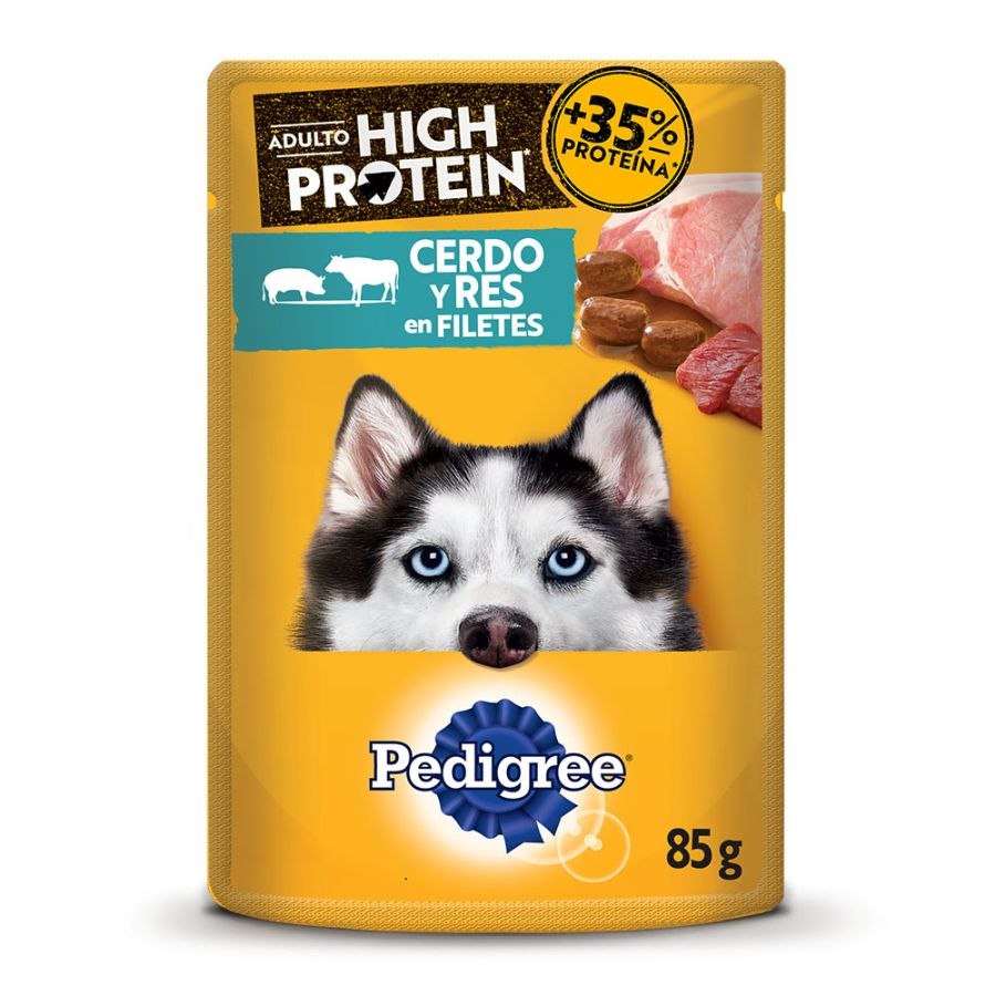 Pedigree High Protein Pouch Adulto Cerdo Y Res 85G, , large image number null