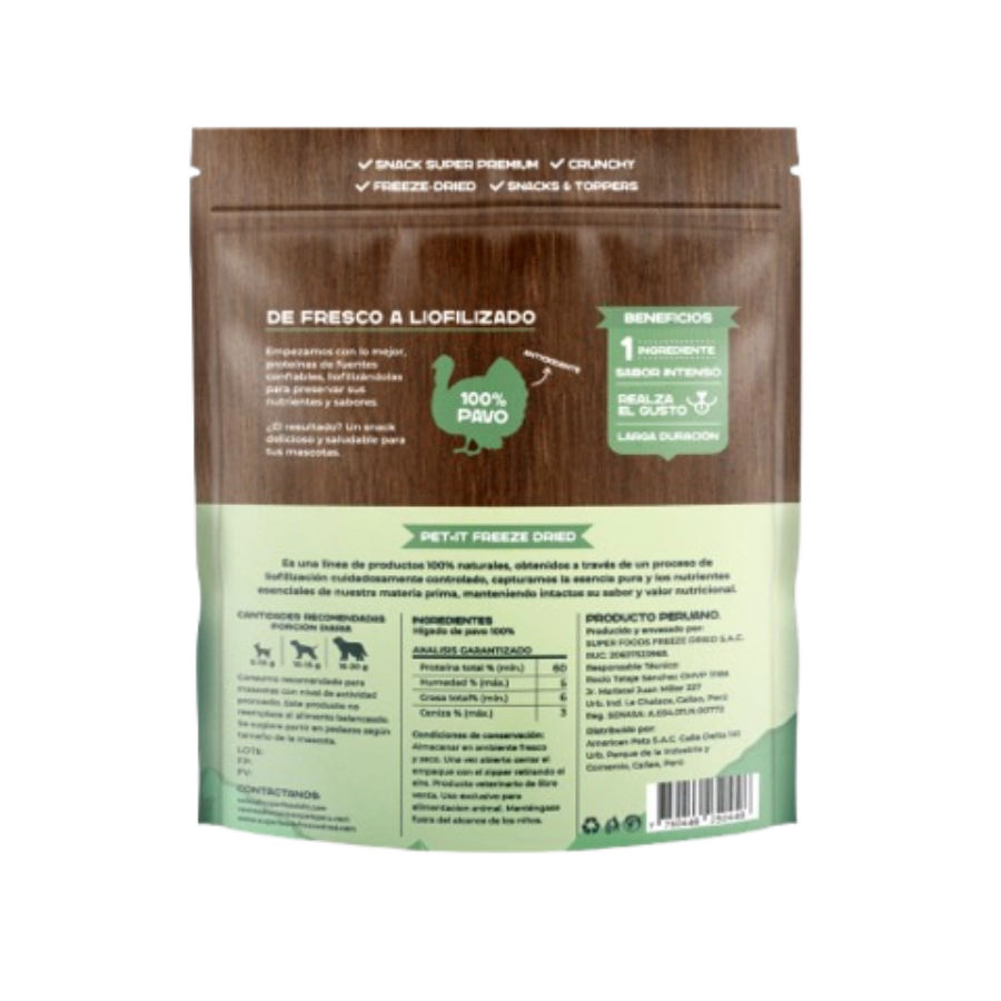 Pet It Snack Liofilizado Higado De Pavo 30Gr, , large image number null