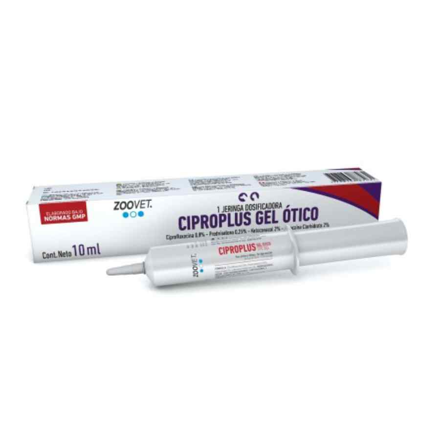 Zoovet Ciproplus Gel Ótico 10ml (Antibiotico, Antifúngico) - Jeringa 10ml