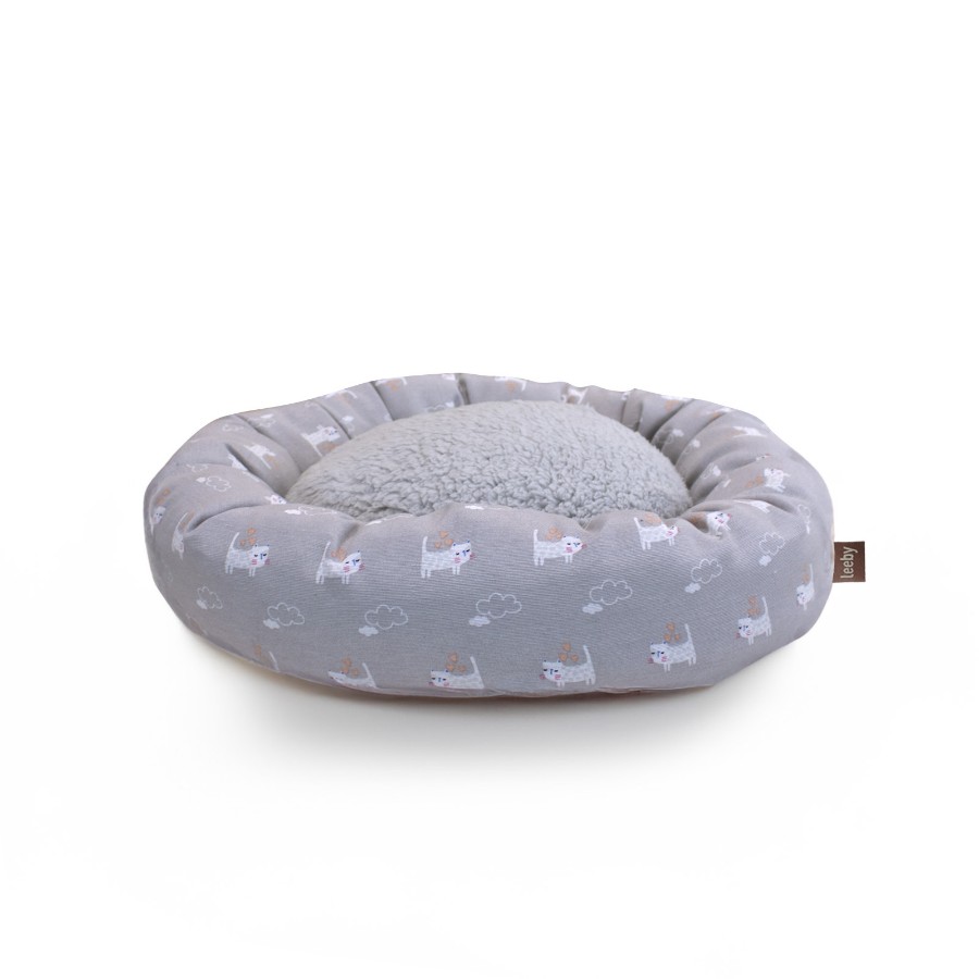 Leeby Cama Donut Antideslizante Gris para gatos, , large image number null