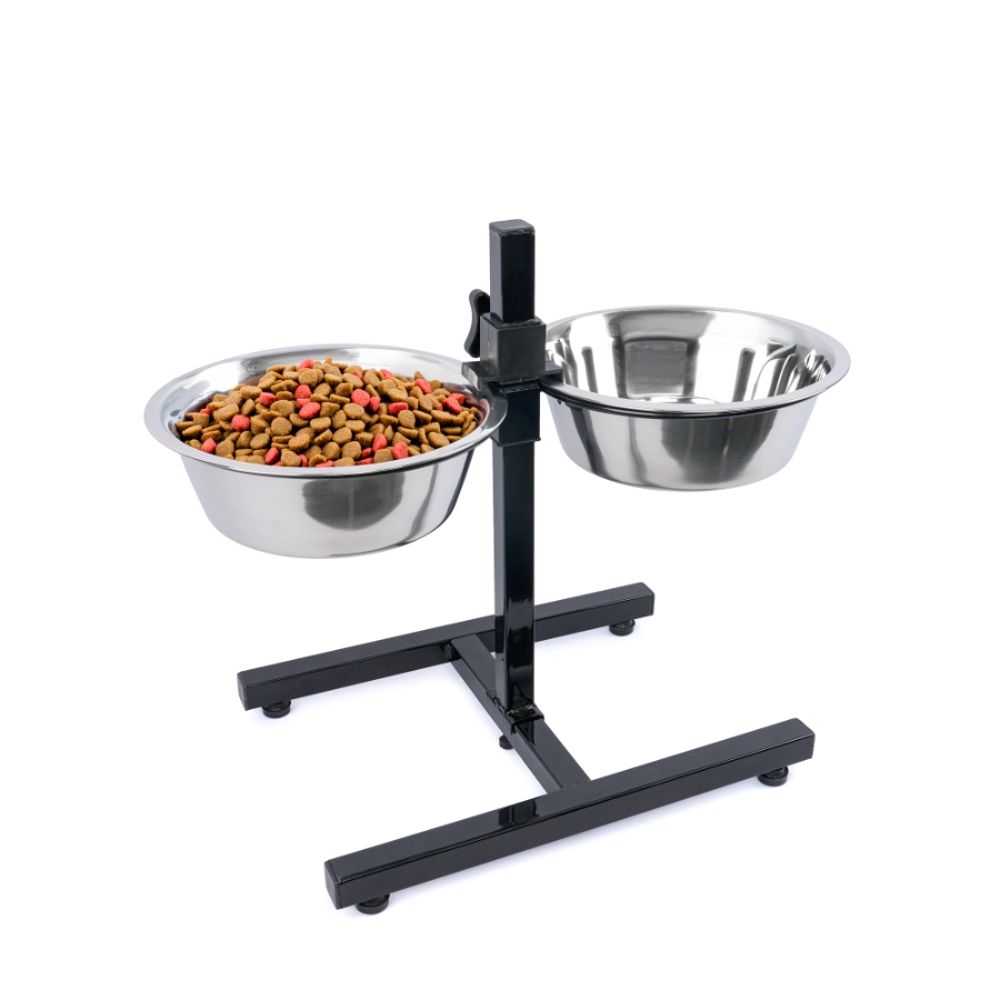 Comedero Doble Ajustable De Acero Inoxidable Leeby, , large image number null