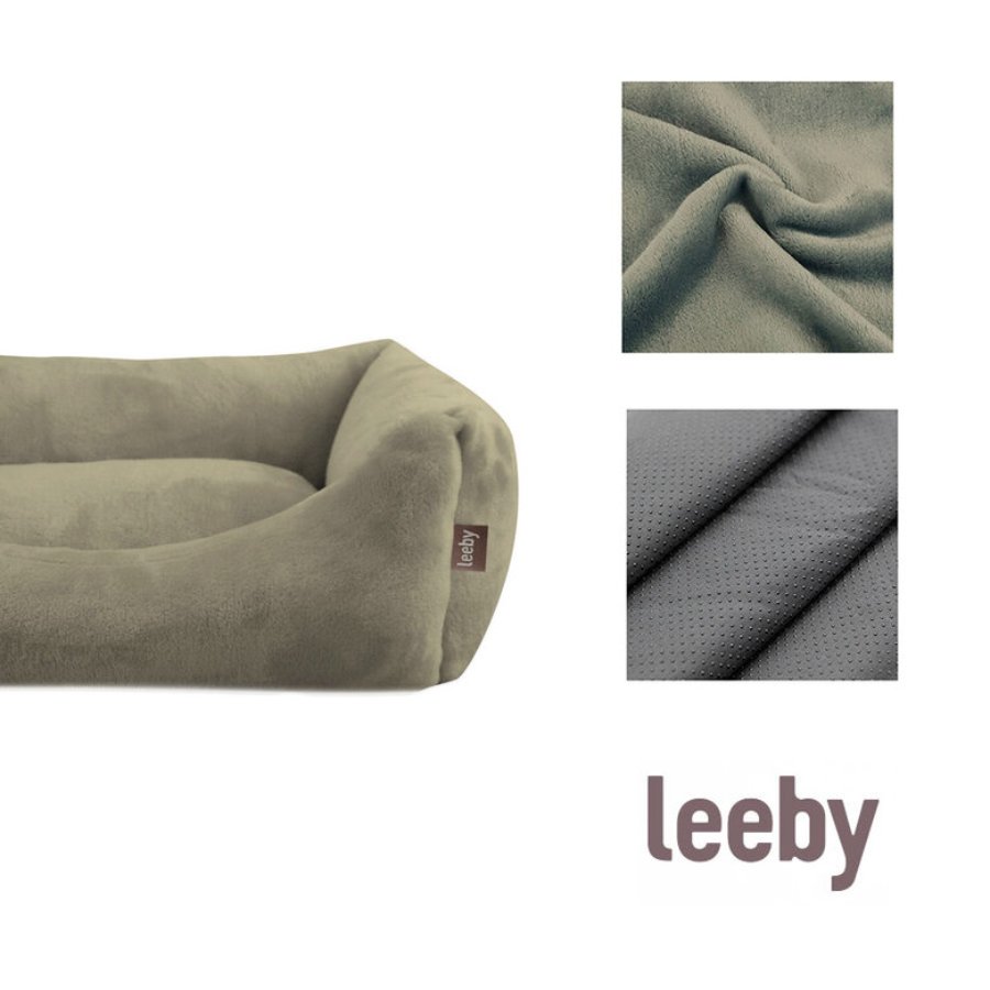 Leeby cuna desenfundable de terciopelo verde para perros, , large image number null