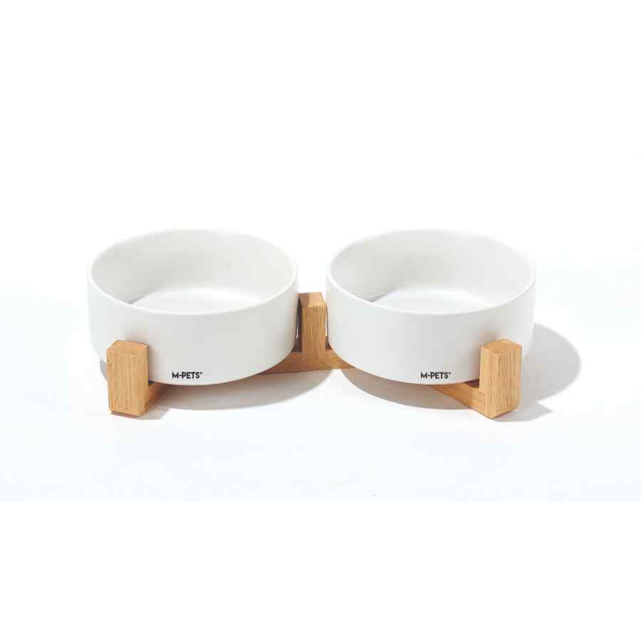 Mpets Opera Comedero Doble De Cerámica Con Soporte De Bambu 2 X 350 ml (700 ml), , large image number null