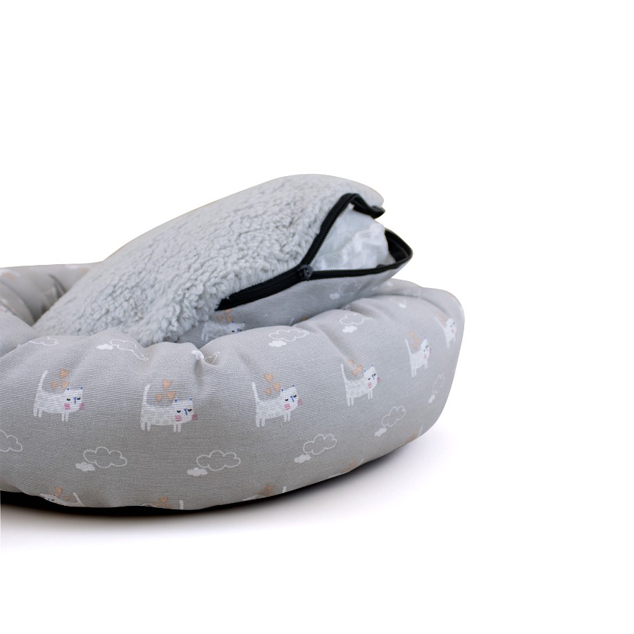 Leeby Cama Donut Antideslizante Gris para gatos, , large image number null