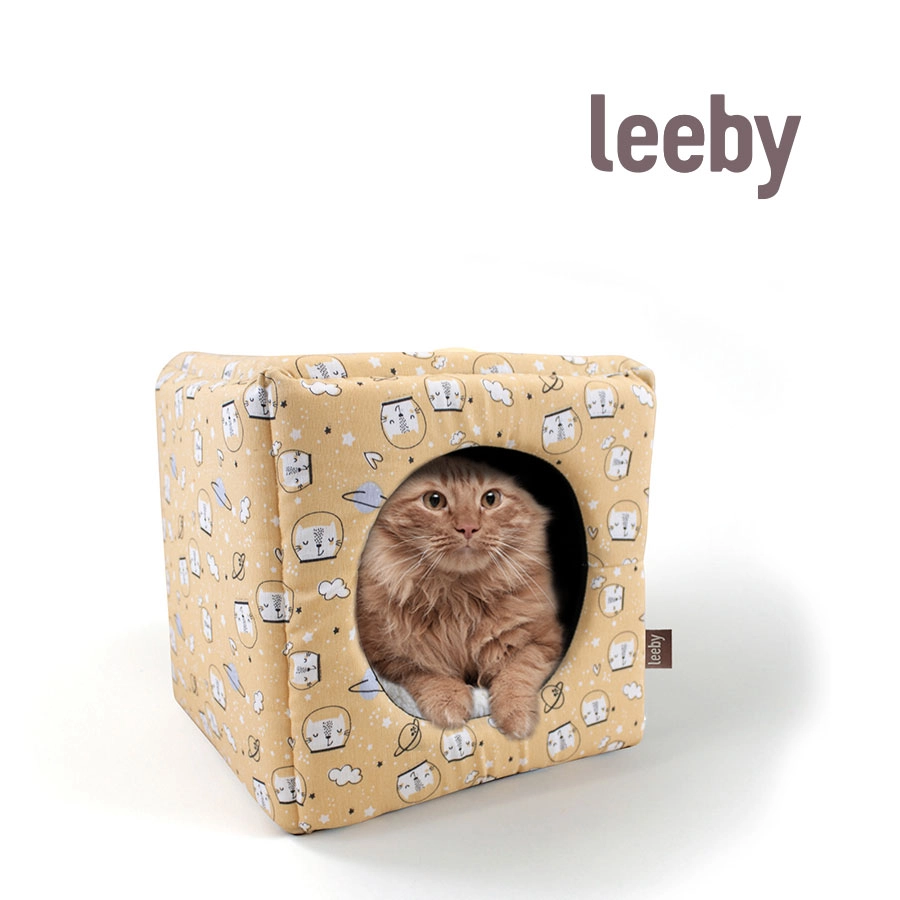 Leeby Cama Cueva Estampado C&oacute;mic Amarillo para gatos