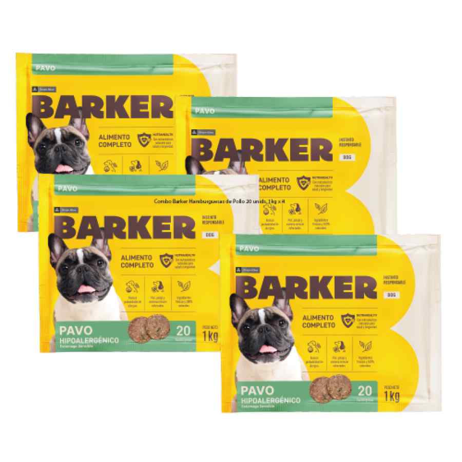 Combo Barker Hamburguesas De Pavo 20 Unids. 1kg x 4, , large image number null