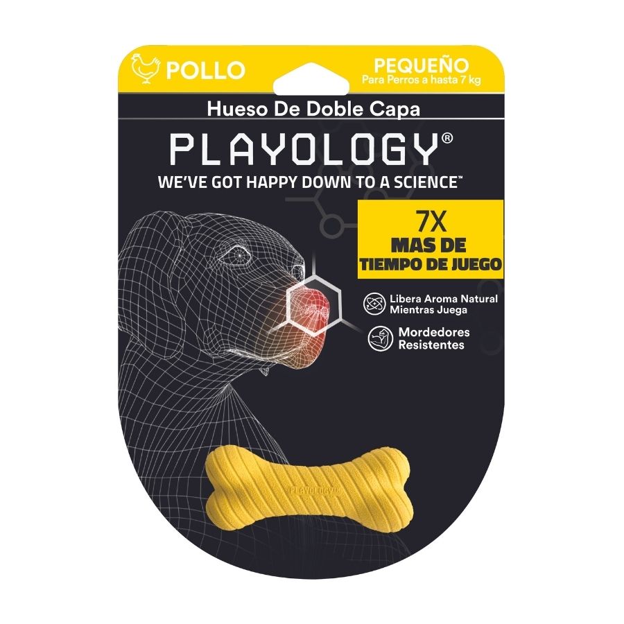 Playology Hueso de juguete doble capa con aroma a pollo