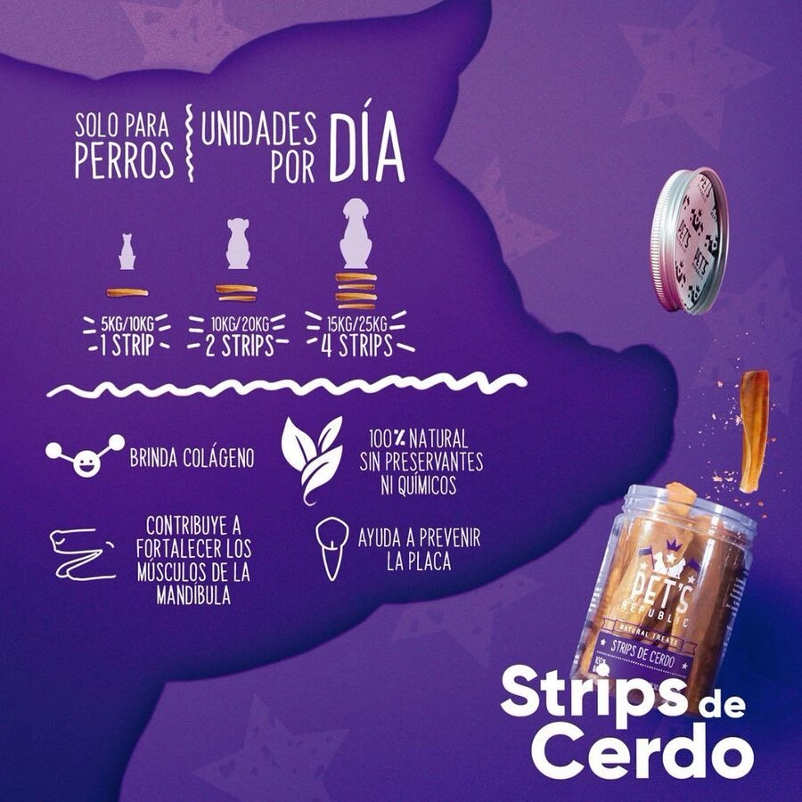 Snack Pet's Republic Strips de Cerdo x 104gr, , large image number null