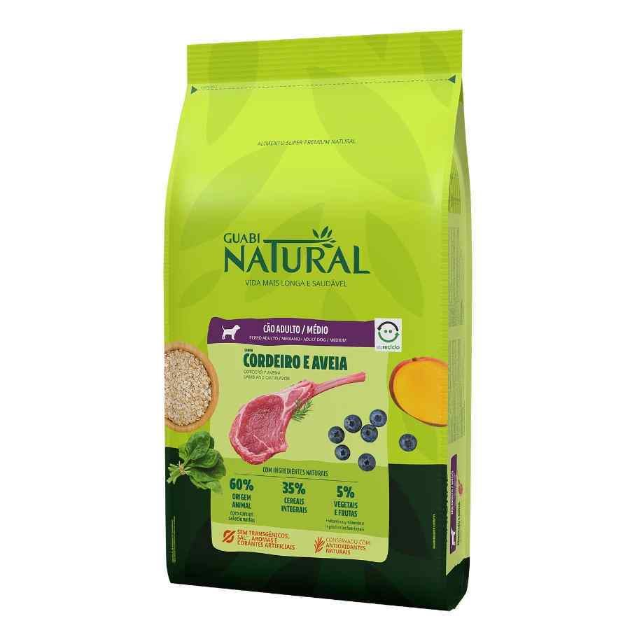 Guabi natural perro adulto porte médio sabor cordeiro e aveia 12,00 kg, , large image number null