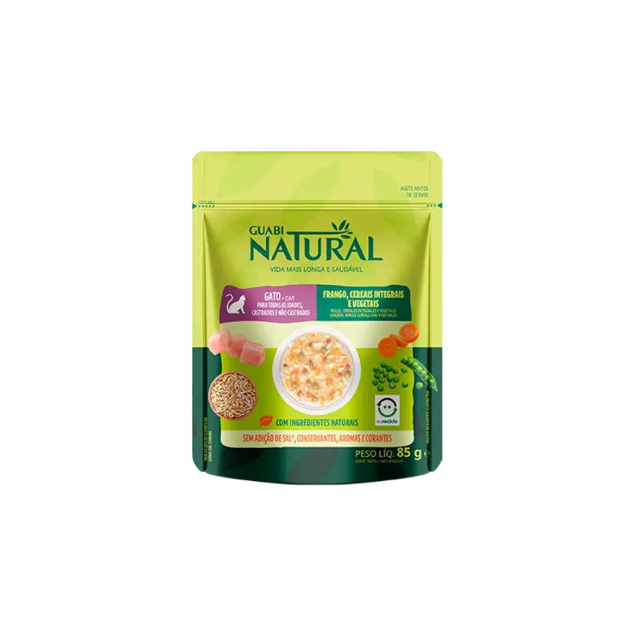 Guabi Natural Gato Sabor Pollo, Cereales Integrales Y Verduras 85 G
