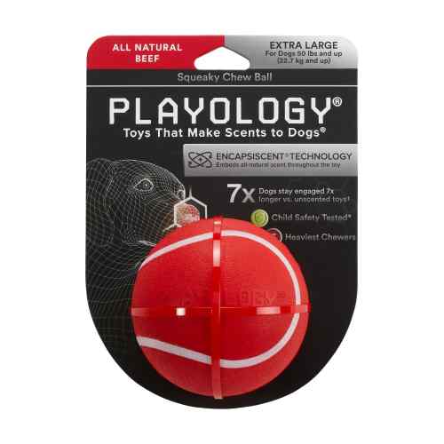 Playology Squeaky Chew Ball Pelota Masticable Sabor Carne Xl, , large image number null