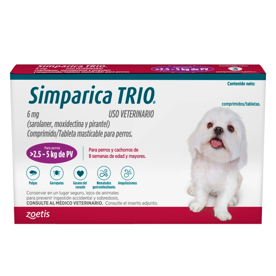Simparica Trio Purple 2.6 5kg x 3 tabletas