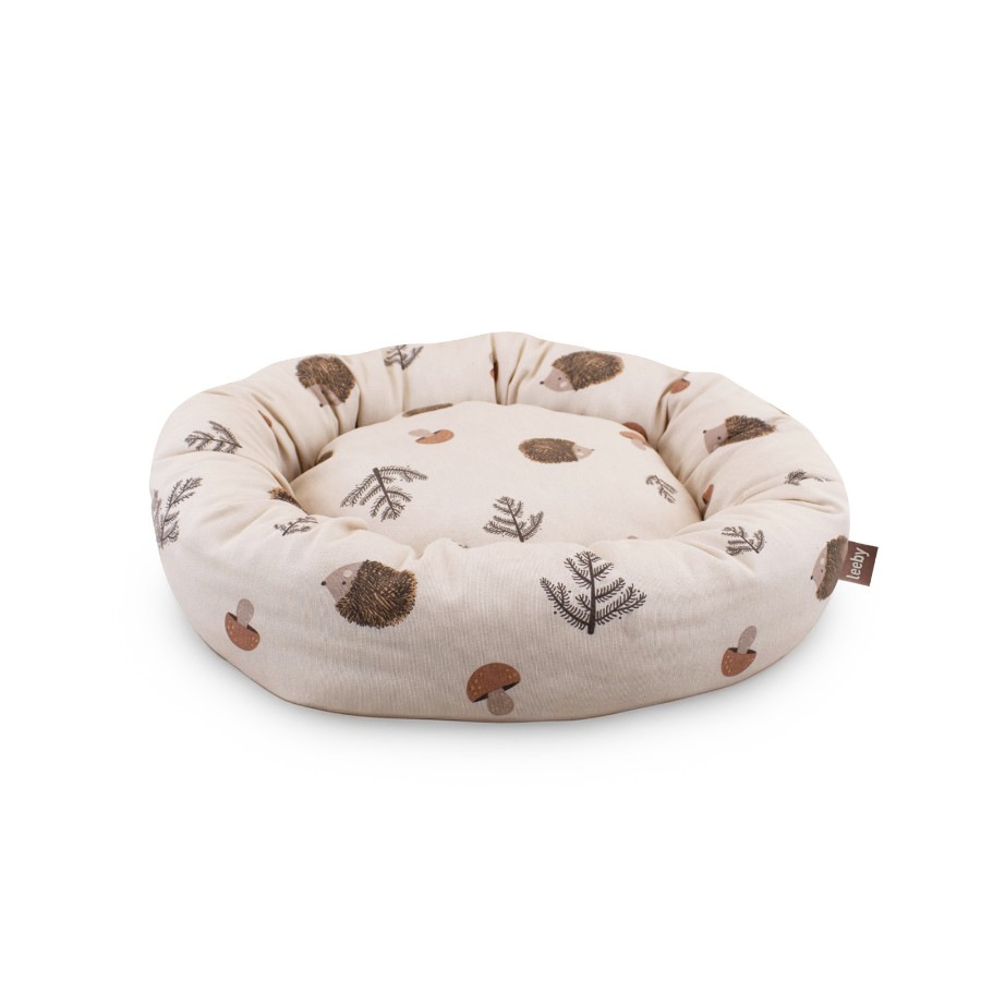 Leeby Cama Donut Antideslizante Blanca con Erizos para gatos, , large image number null