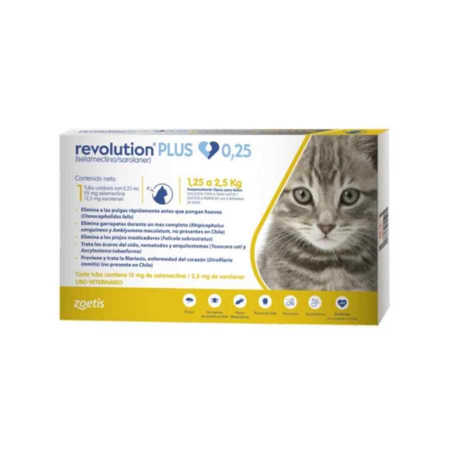 Revolution Plus X 1 Unid X 0.25ml (Amarillo Felinos Hasta 2.5kg) Venta Por Unidad (Caja Referencial), , large image number null