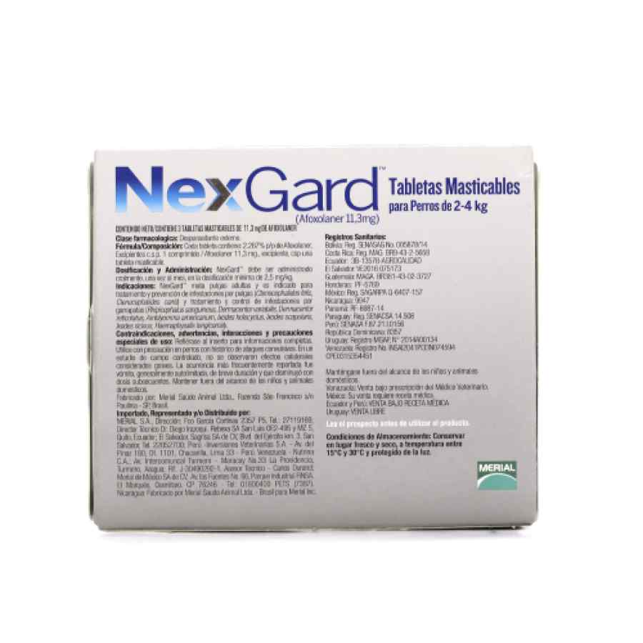 Nexgard 11.3mg (2kg a 4kg) 3 tabletas image number null