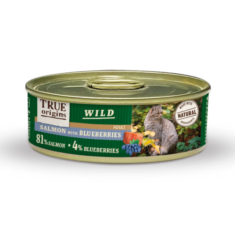 True Origins Wild Adulto Salm&oacute;n Y Ar&aacute;ndanos Lata 85 Gr