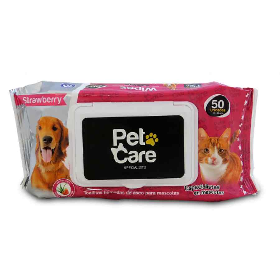 Pet Care Tollas humedas aroma fresa, 50 unidades image number null