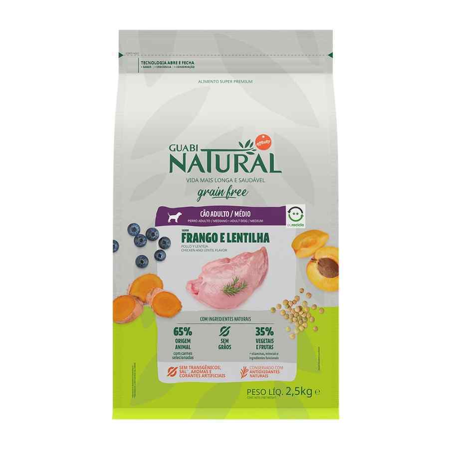 Guabi natural grain free perro adulto porte médio sabor frango e lentilha