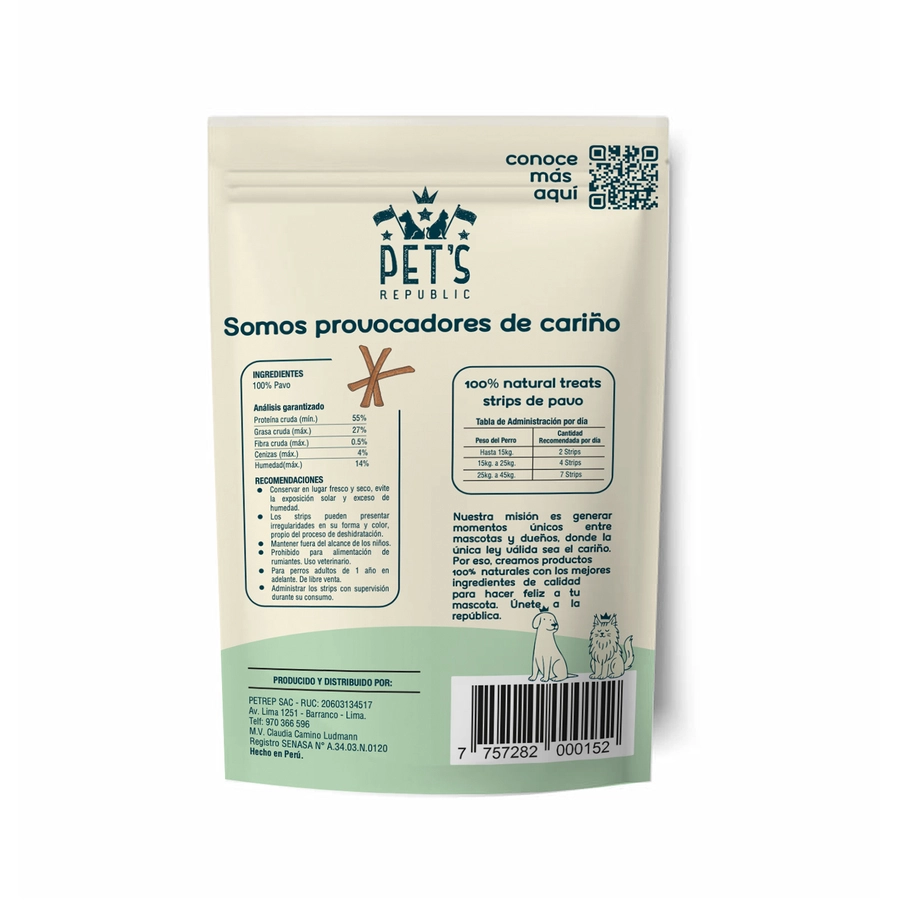Pet&acute;S Republic Snack Otg Strip De Pavo, , large image number null