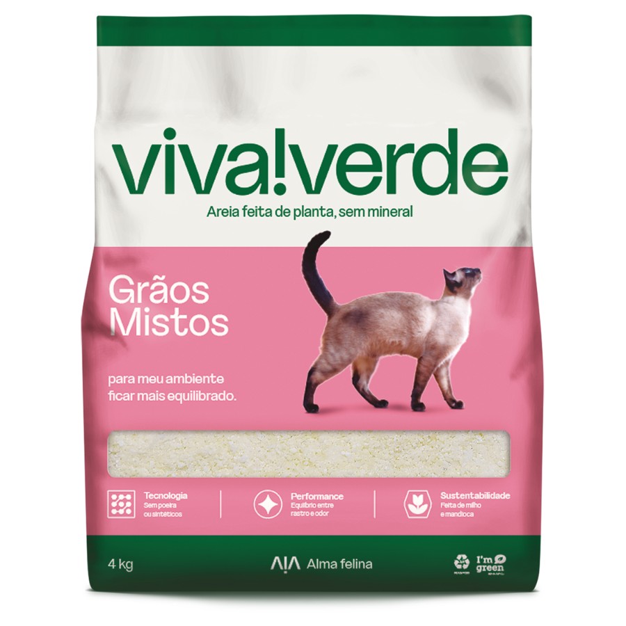 Arena para gato viva verde 4 kg Granos Mixtos, , large image number null