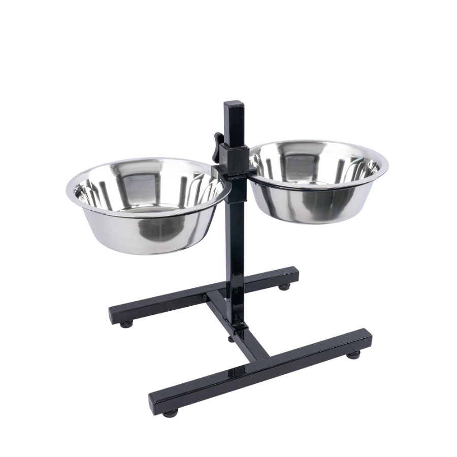 Comedero Doble Ajustable De Acero Inoxidable Leeby, , large image number null