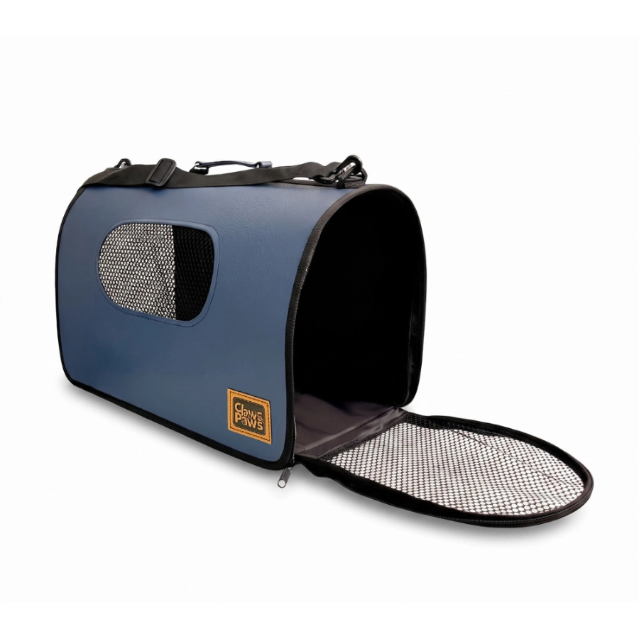 Claws & Paws Transportador Tipo Cuero Azul, , large image number null