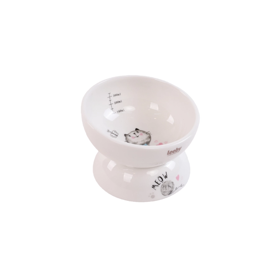 Taz&oacute;n Elevado Cer&aacute;mico Para Gato Leeby 300 Ml, , large image number null