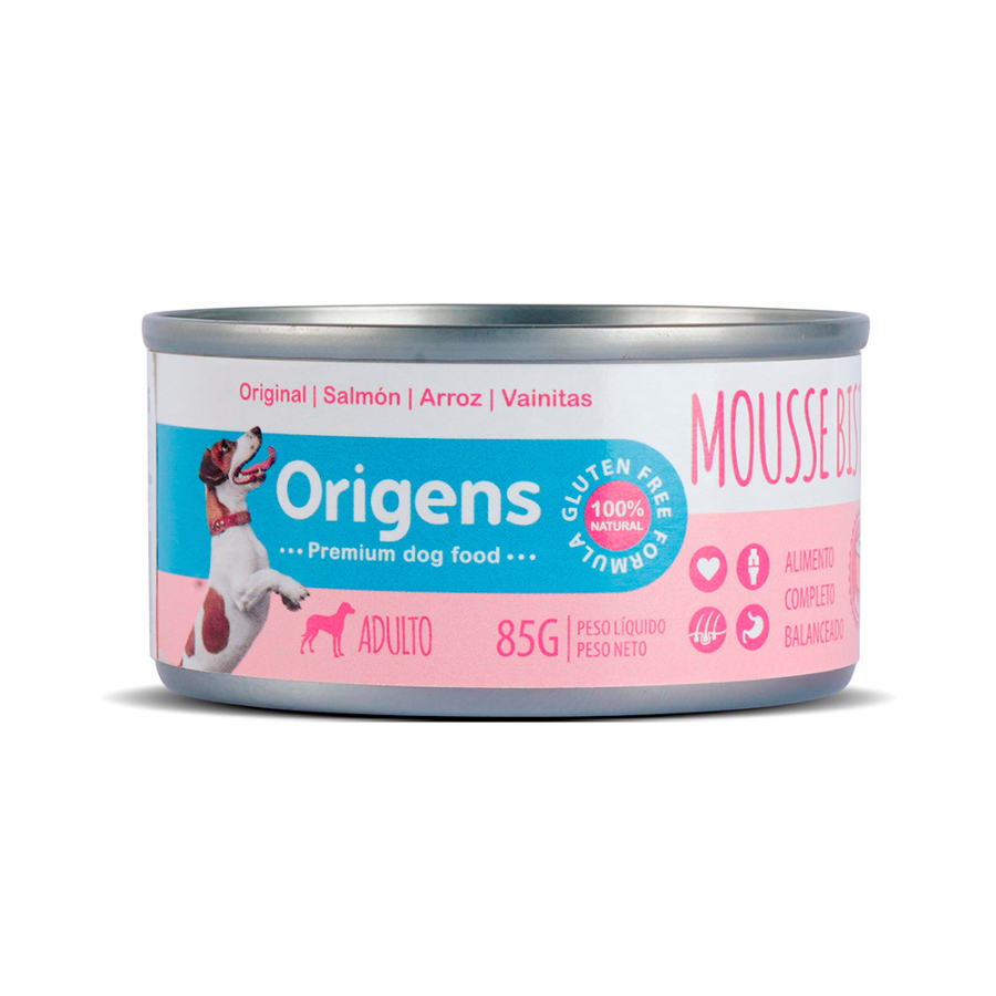 Origens mousse bistro nikkei salmón, arroz y vainitas adulto 85 gr