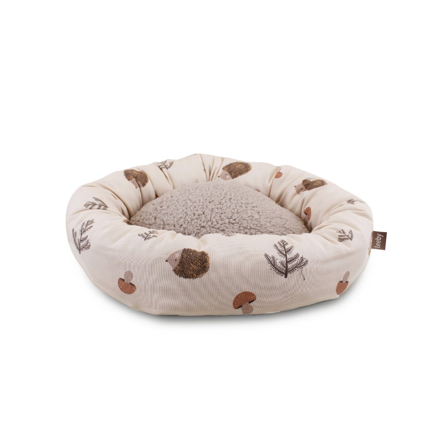 Leeby Cama Donut Antideslizante Blanca con Erizos para gatos, , large image number null