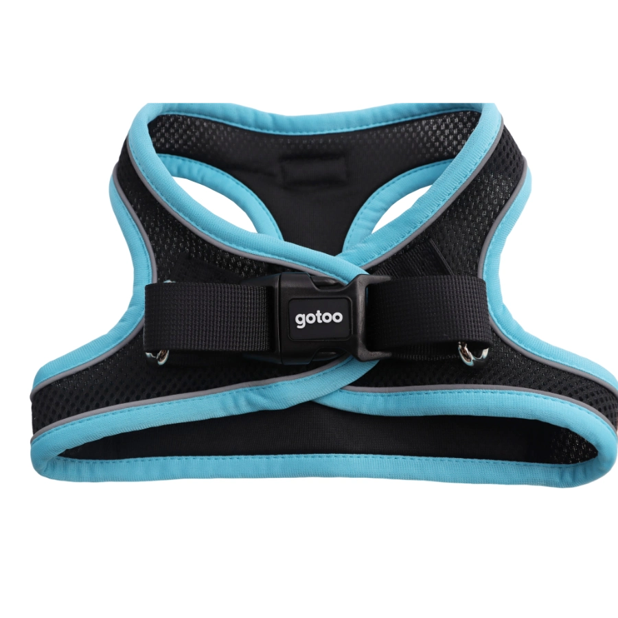 Arnés Turquesa Y Negro De Malla Con Costuras Reflectantes Para Perros, , large image number null