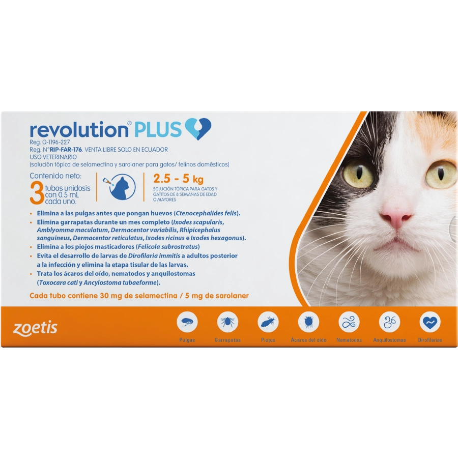 Revolution Plus X 1 Unid X 0.5 Ml (Naranja Felinos 2.5 5 Kg) Venta Por Unidad