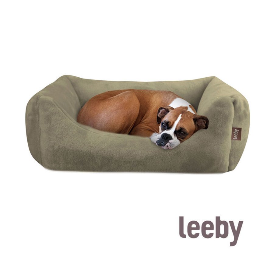 Leeby cuna desenfundable de terciopelo verde para perros