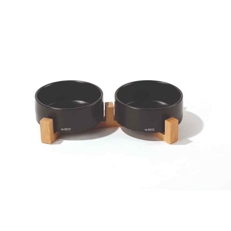 Mpets Opera Comedero Doble De Cerámica Con Soporte De Bambu 2 X 350 ml (700 ml), , large image number null