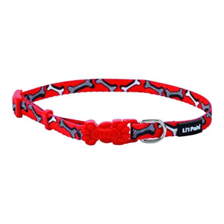 Coastal lil pals collar nylon 6'' 8''xs hueso rojo, , large image number null