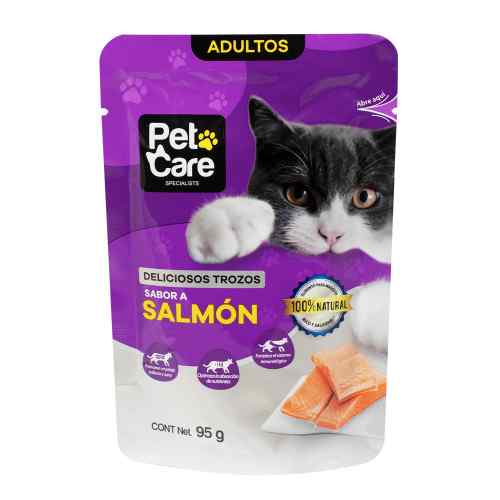 Pet Care Pouches Gato Sabor Salmón 95g, , large image number null