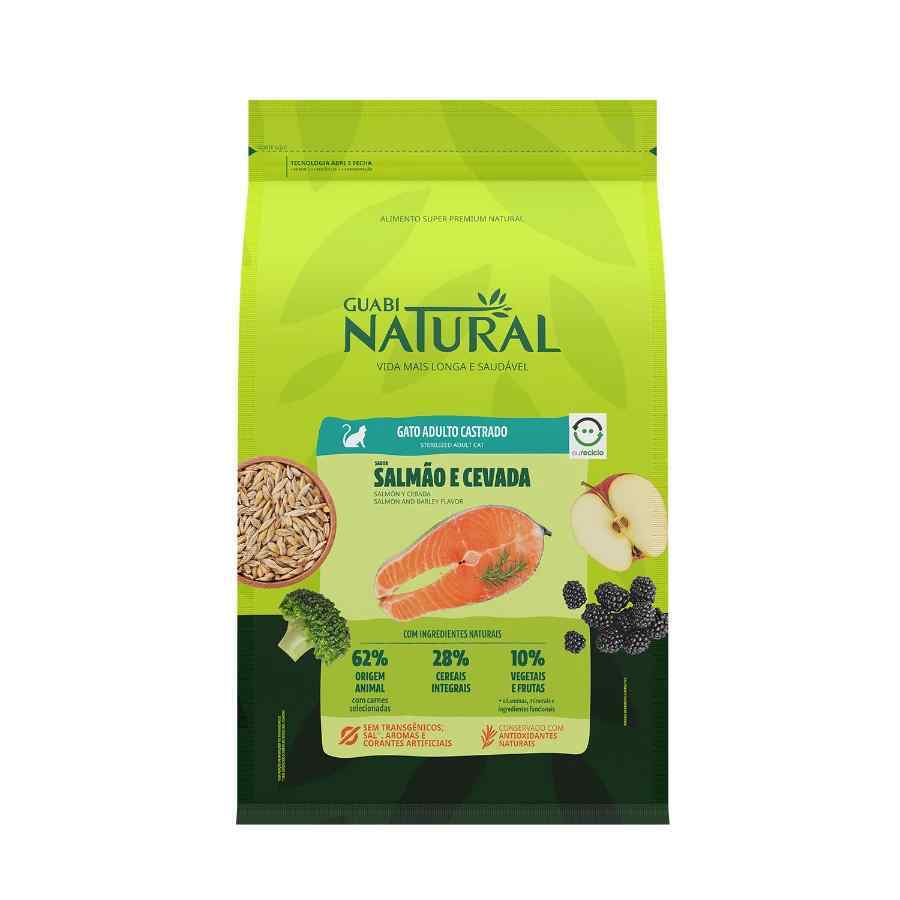 Guabi natural gato adulto castrado sabor salmão e cevada, , large image number null