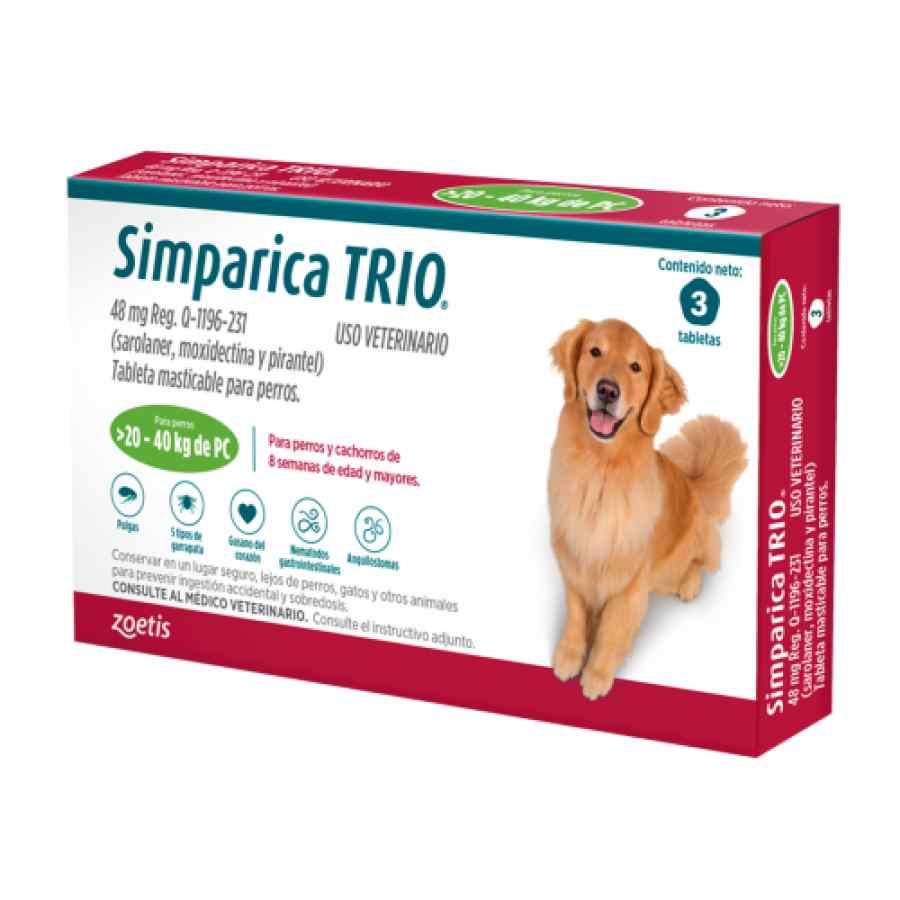 Simparica Trio Green 20.1  40kg x 3 tabletas