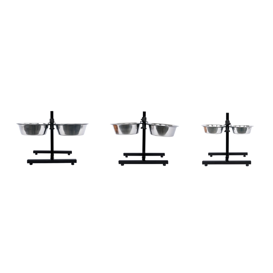 Comedero Doble Ajustable De Acero Inoxidable Leeby, , large image number null