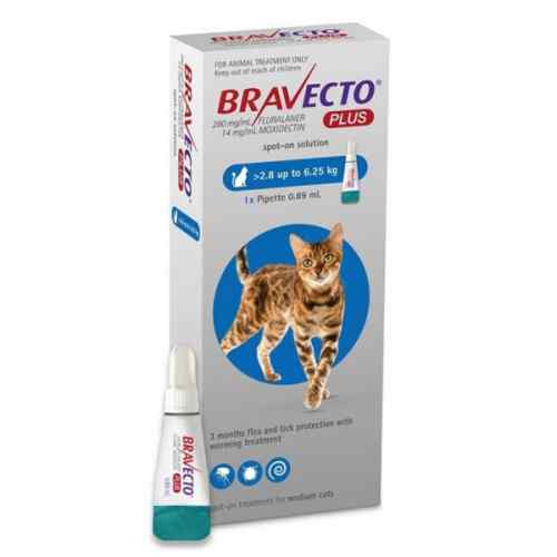 BRAVECTO PLUS 250mg SPOT ON CATS (2.8Kg 6.25Kg)