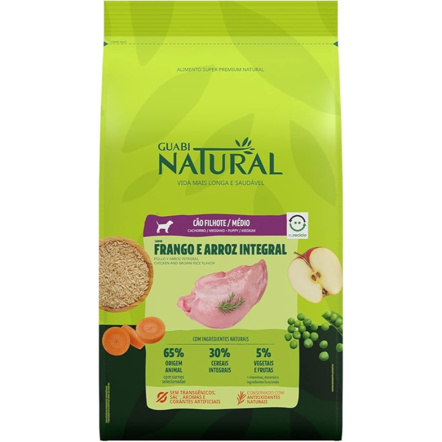 Guabi Natural Perro Cachorro Mediano Pollo Y Arroz Integral 10.1 Kg