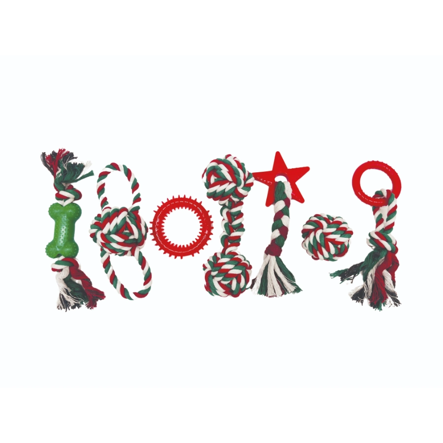 Christmas Cotton Rope Gift Box Dog Toys  7 In 1, , large image number null