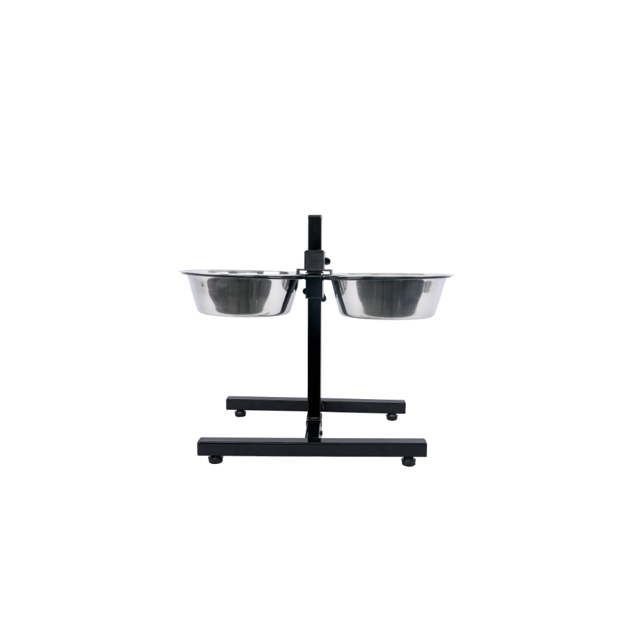Comedero Doble Ajustable De Acero Inoxidable Leeby, , large image number null