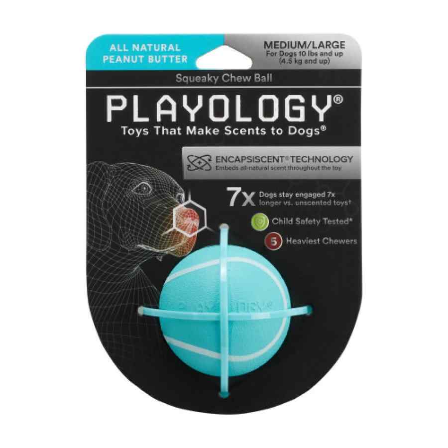Playology Squeaky Chew Ball - Pelota Masticable Sabor Mantequilla De Maní M