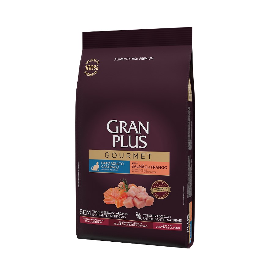Gran Plus Gourmet Gato Adulto Castrado Sabor Salmon Y Frango 3 Kg, , large image number null