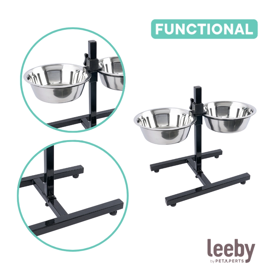 Detalle del sistema de ajuste de altura en comedero Leeby