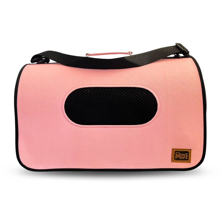 Claws & Paws Transportador Tipo Cuero Rosado