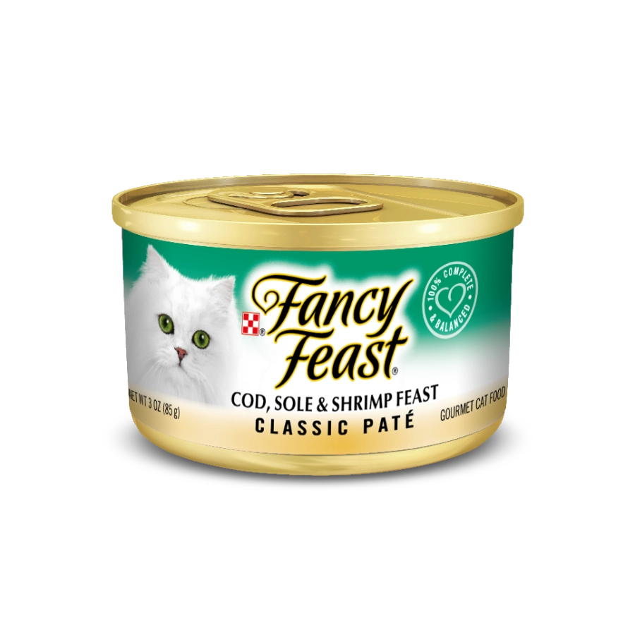 Fancy Feast Pat&eacute; Cl&aacute;sico Con Bacalao, Lenguado, Camaron Y Otros 85 g, , large image number null